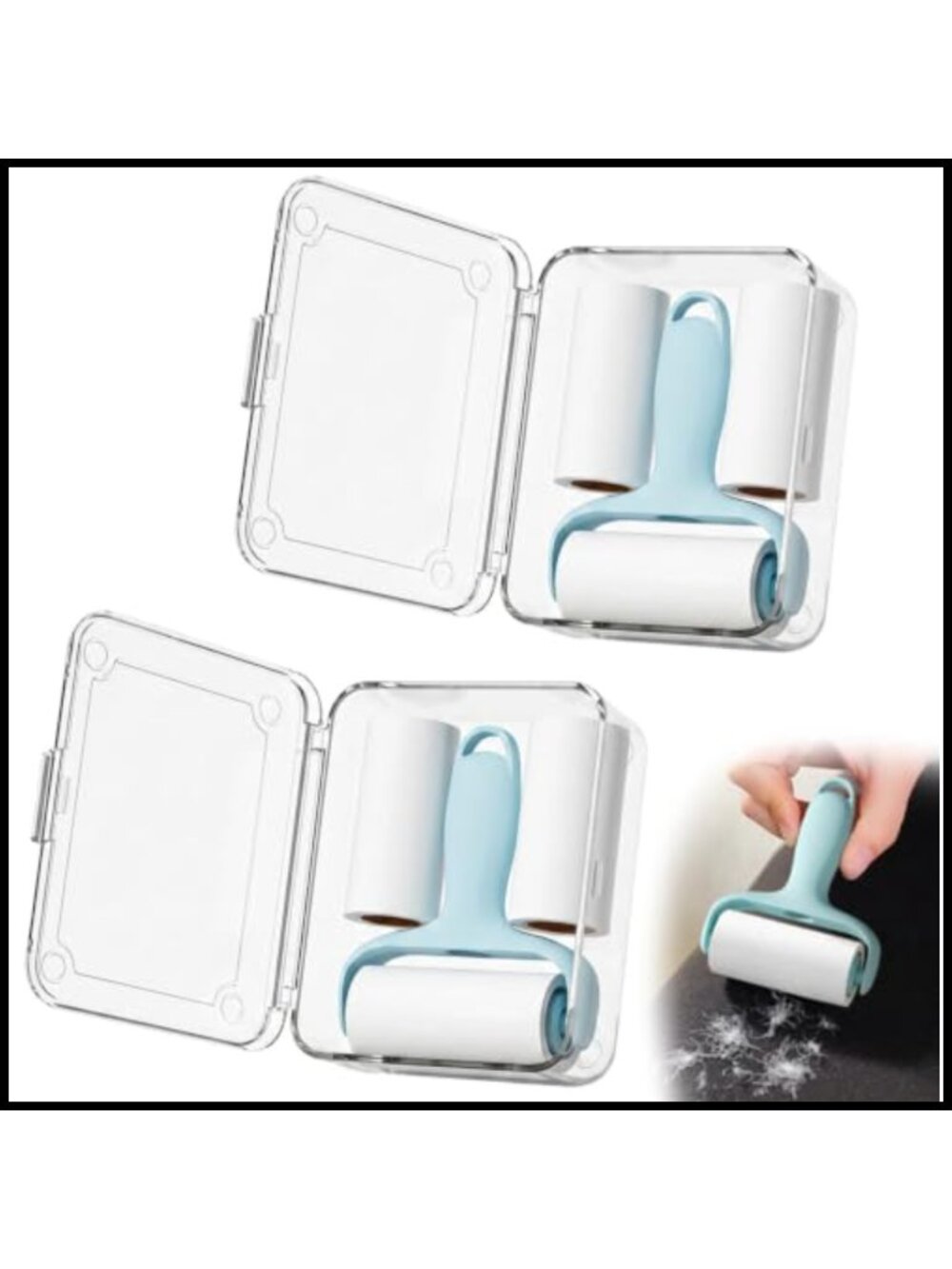 Reusable Lint Roller Set: 2 Mini Rollers + 4 Refills